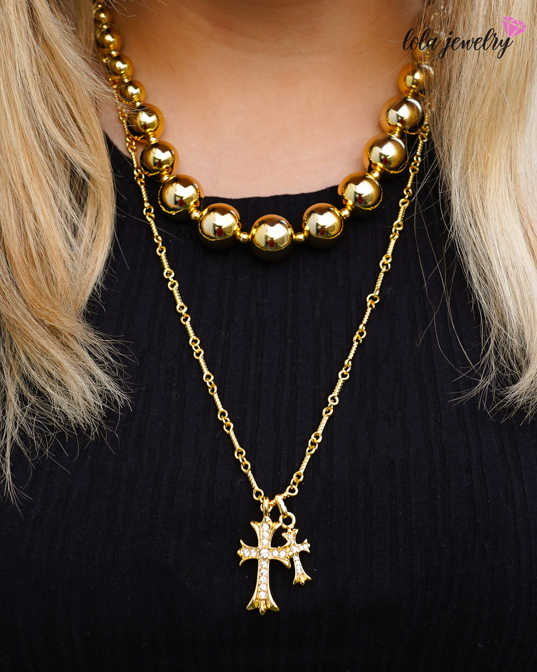 Black Crystal Cross Chain With Cross Pendant With Double Layer Clavicular  Chain For Womens Fashion Jewelry From Monamilburn, $12.6 | DHgate.Com