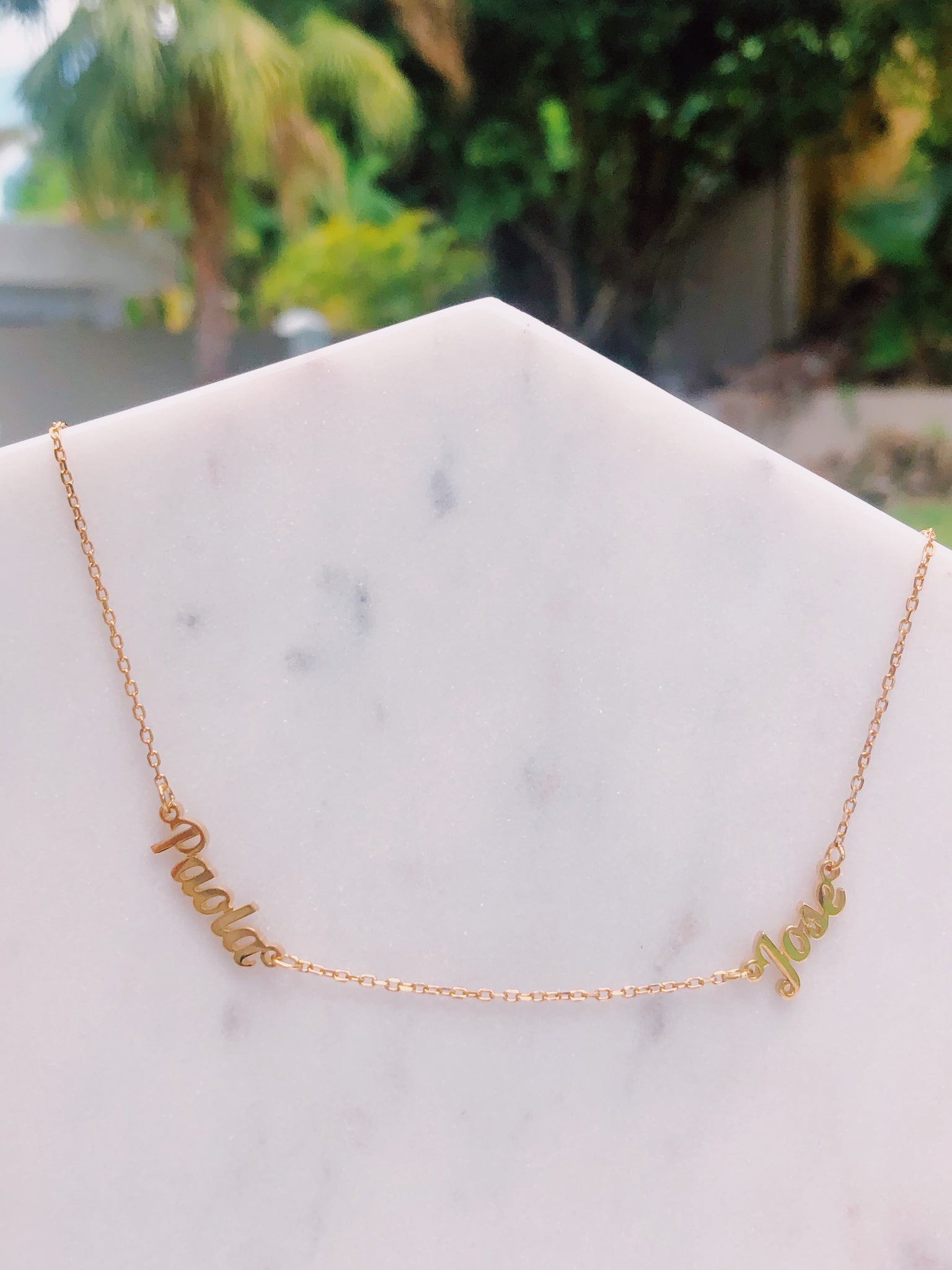 Dainty gold hot sale name necklace